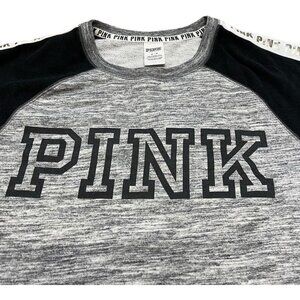 Pink Sweater Womens M Grey Spellout Graphic Pullover Casual Ladies Sweeatshirt